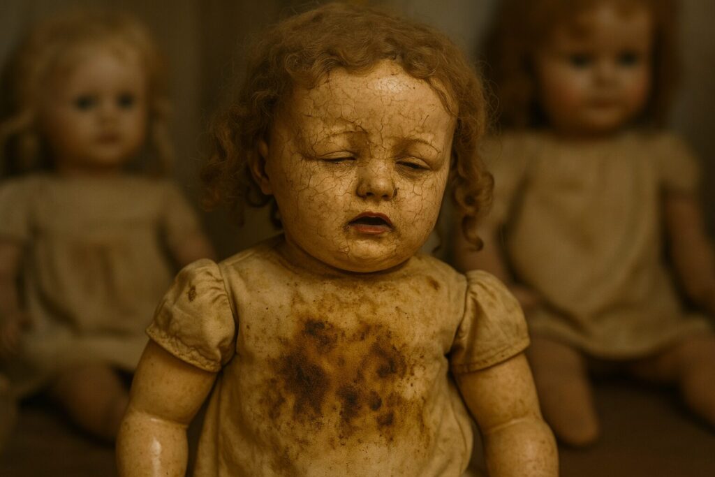 poupée ancienne sale au visage fissuré